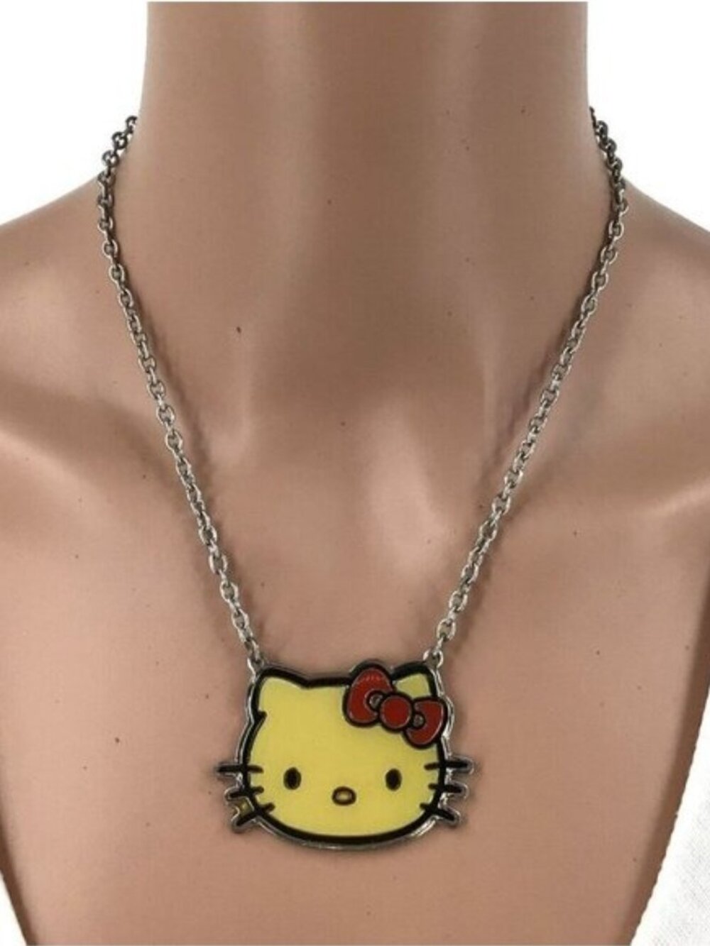 Sanro Hello Kitty Necklace Silver Tone Adjustable Length Women 18 inch - Picture 3 of 4